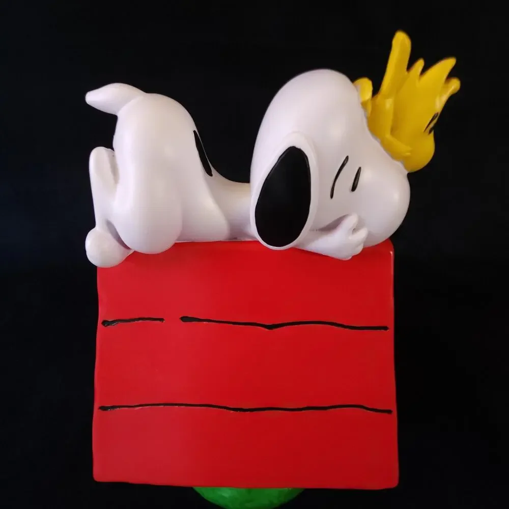 Peanuts Snoopy and Woodstock on Doghouse 12″ Tall Garden Statue Figure Rare